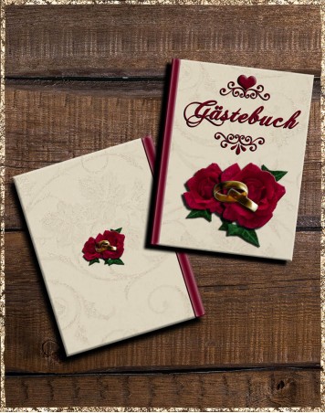 Gästebuch Hochzeit - XL - DIN A4 bordeaux elfenbein mit Rosen